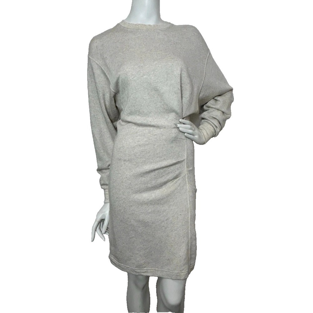 Isabel Marant Etoile Fewlyn Dress Size Small 36 Cotton Linen Knit Ruched Gray - Picture 8 of 10